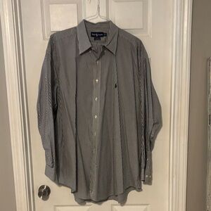 Polo by Ralph Lauren Men's Dark Striped Dress Shirt. Size 18 34/35. Yarmouth.